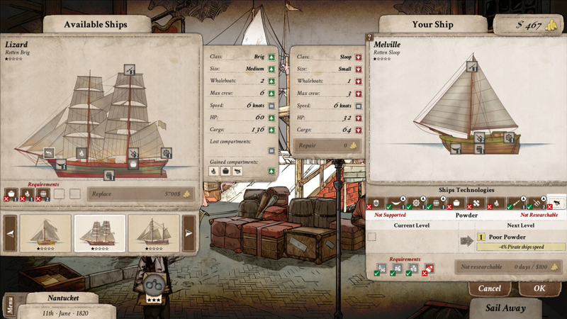 The boat upgrade screen